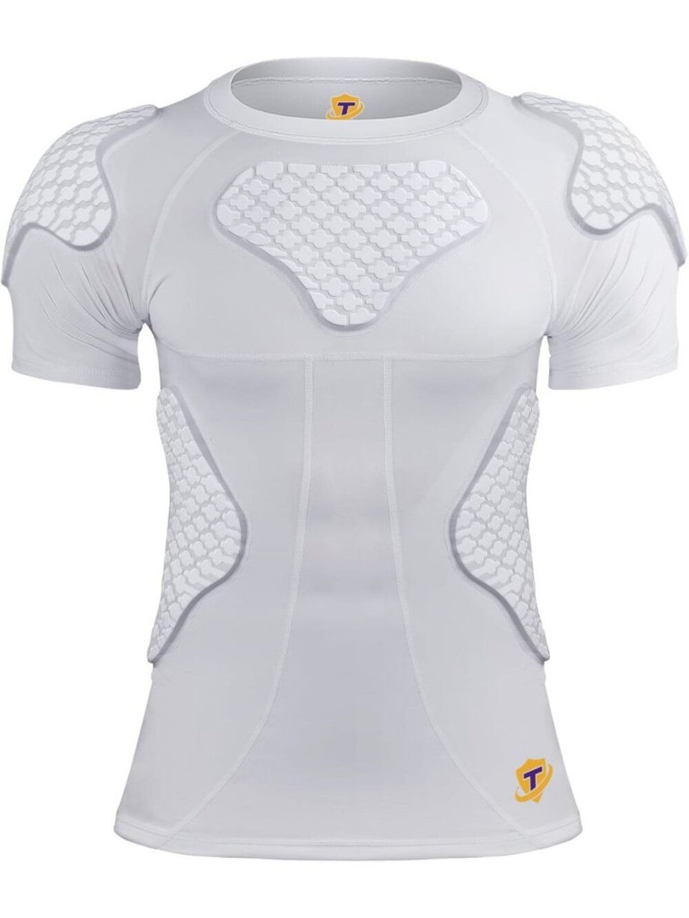 Men's Padded Compression Shirt with Rib Chest & Shoulder Protector - 6-Pad